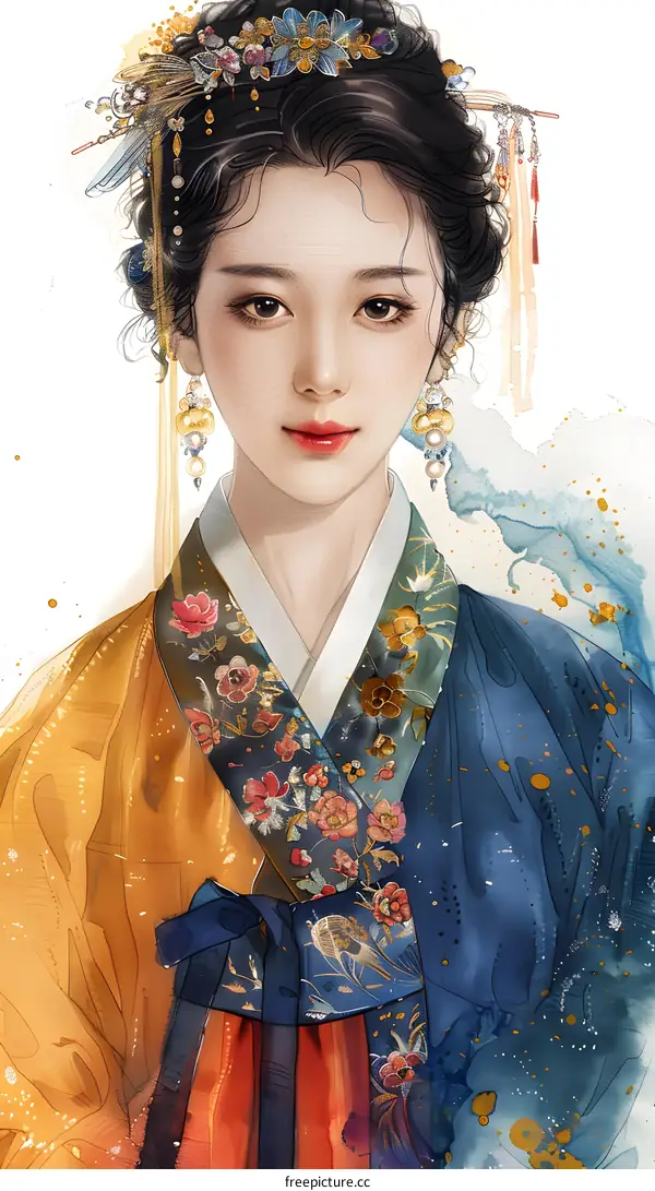 A beautiful Korean woman in traditional dress
