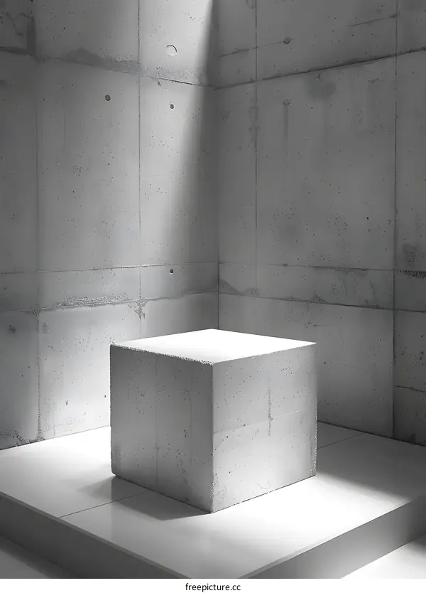 Concrete Cube Platform Minimalist Product Photography Background