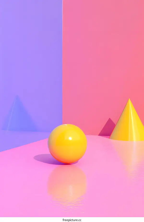 Abstract Geometric Shapes on Pink and Purple Background