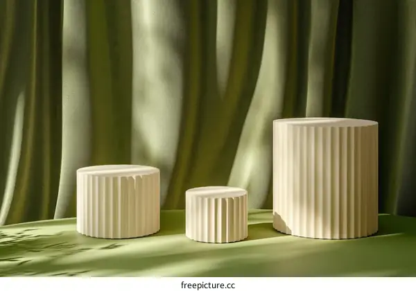 Elegant Olive Green Background with Modern Display Stands