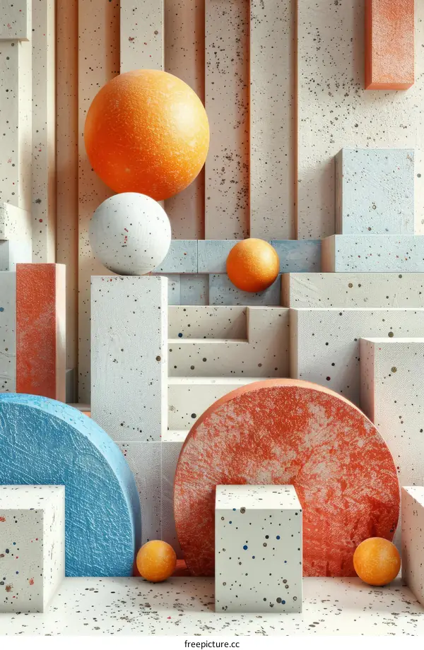 Abstract 3D Geometric Shapes with Balls and Podiums
