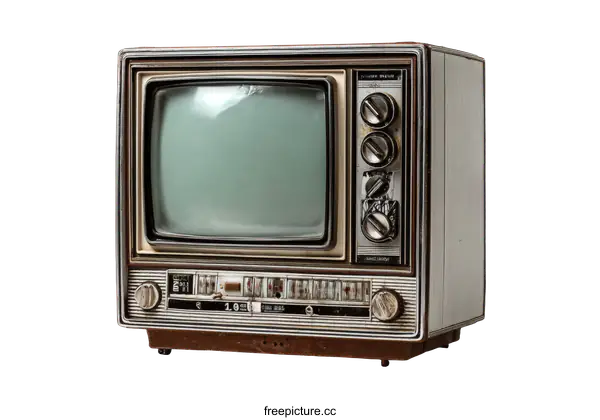 [Transparent Background PNG]Vintage Television Set on White Background