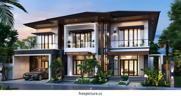 Modern House Design with Two Floors and a Garage