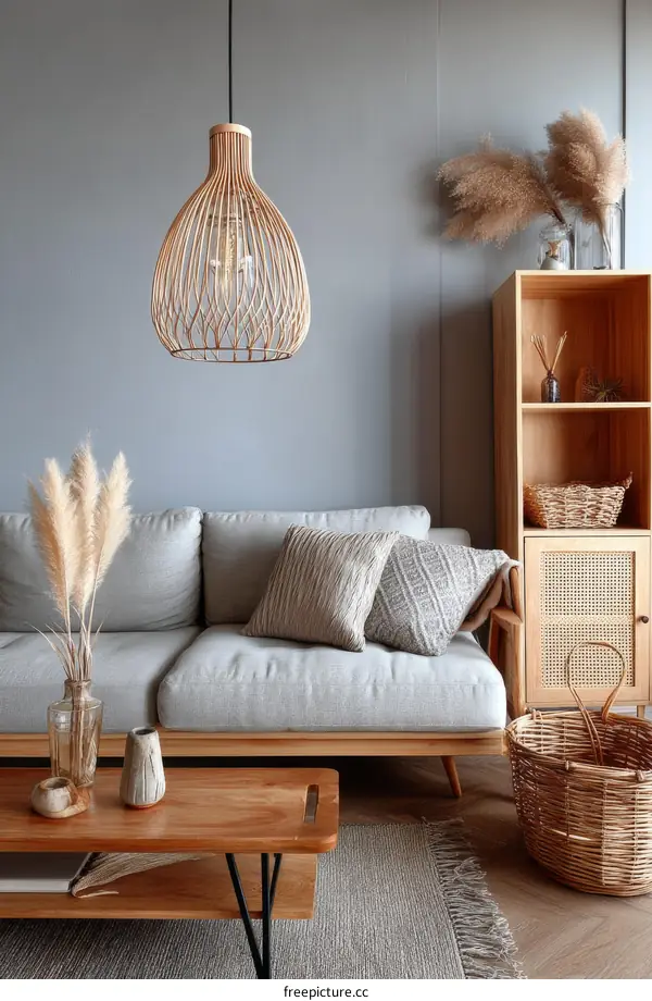Modern Boho Living Room with Light Gray Sofa