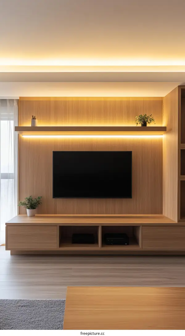 Modern Wooden TV Stand Interior Design