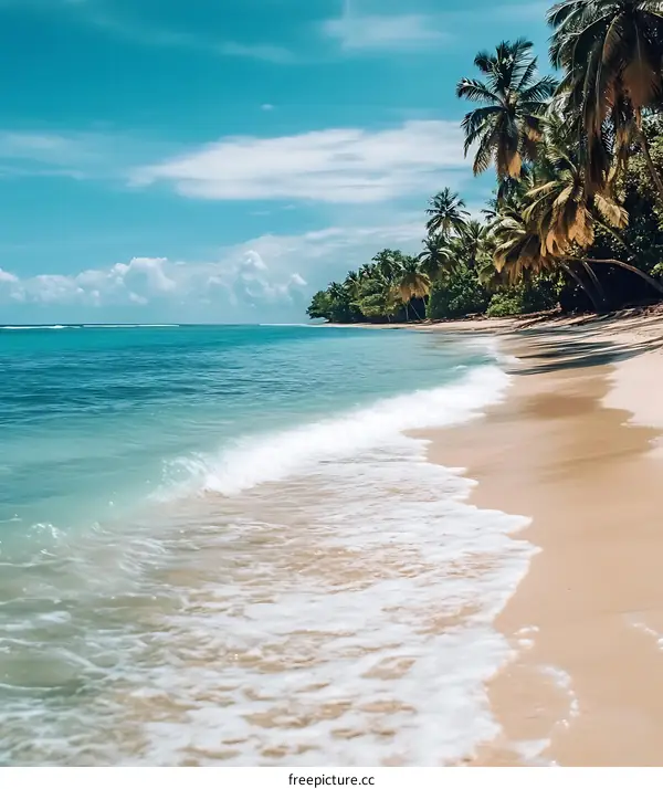Tropical Beach with Palm Trees and Blue Water