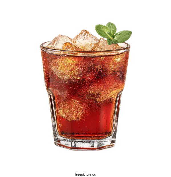 [Transparent Background PNG]Refreshing Soda Drink in Glass with Ice and Mint