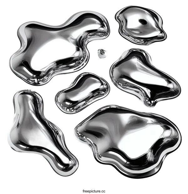 [Transparent Background PNG]Abstract Liquid Metal Forms