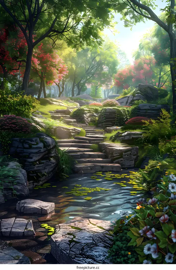 Stone steps in a fantasy forest