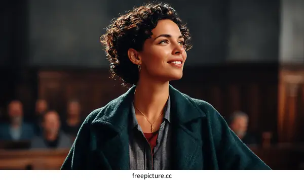 Woman in a Dark Green Coat Listening Attentively