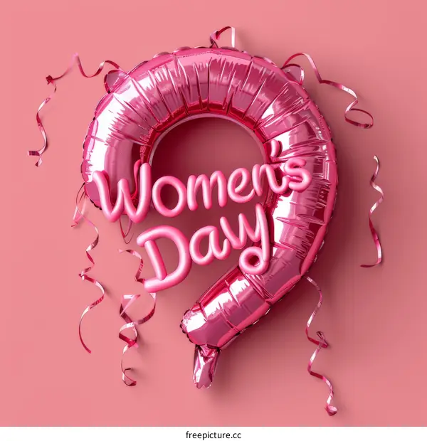 Pink Balloon for Women's Day on Pink Background
