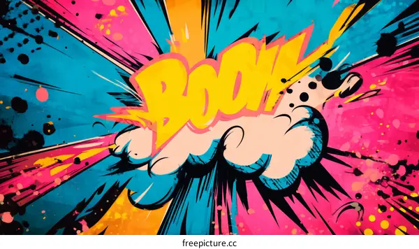 Colorful Comic Book Style Background with Explosion