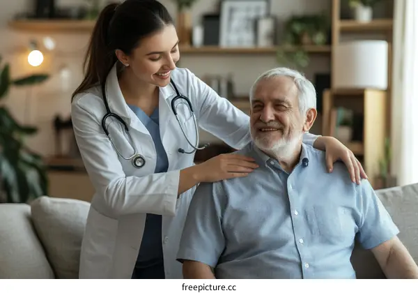 Caring Doctor and Senior Patient Bonding