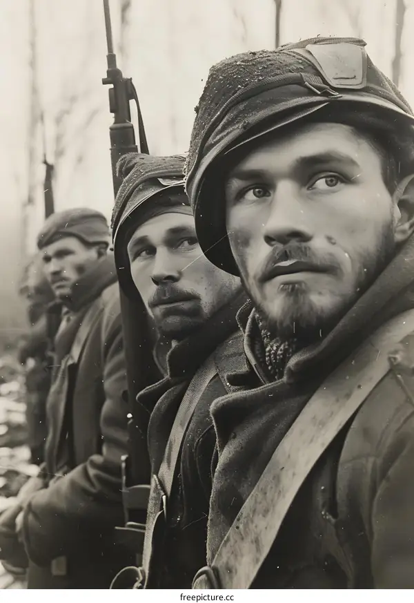 A group of soldiers in the forest