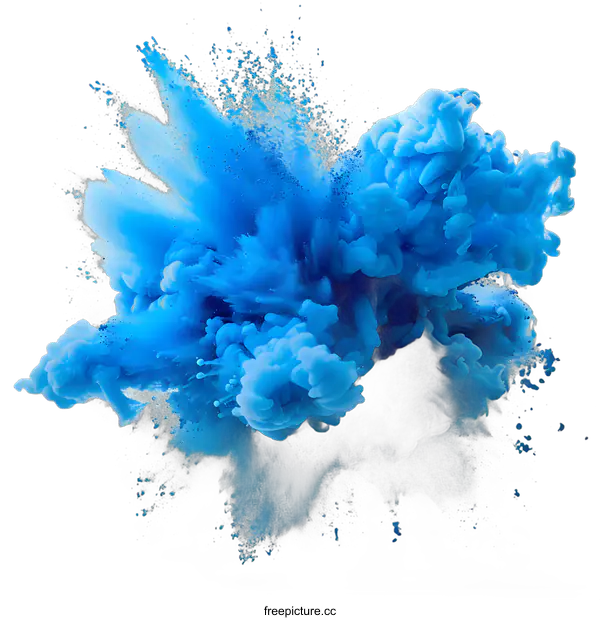 [Transparent Background PNG]Blue Ink Explosion on White Background