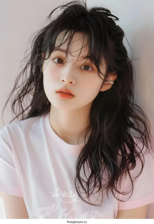 Beautiful Asian Woman With Long Black Hair