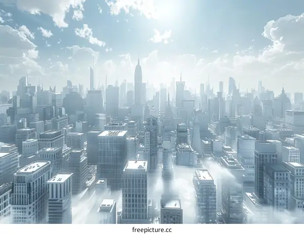 Cityscape of New York Covered in Snow and Ice