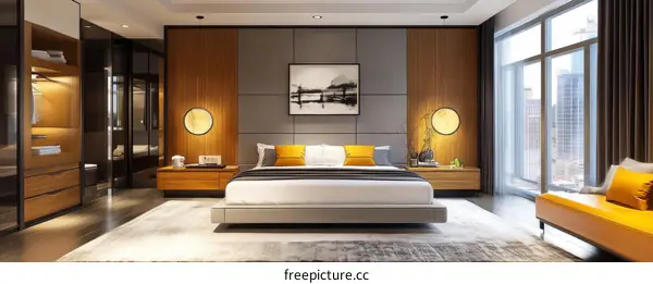 Modern Bedroom Interior Design with Natural Wood Accents