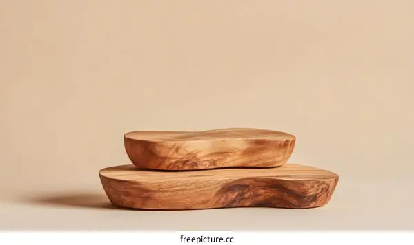 Natural Wooden Display Stand with a Neutral Background