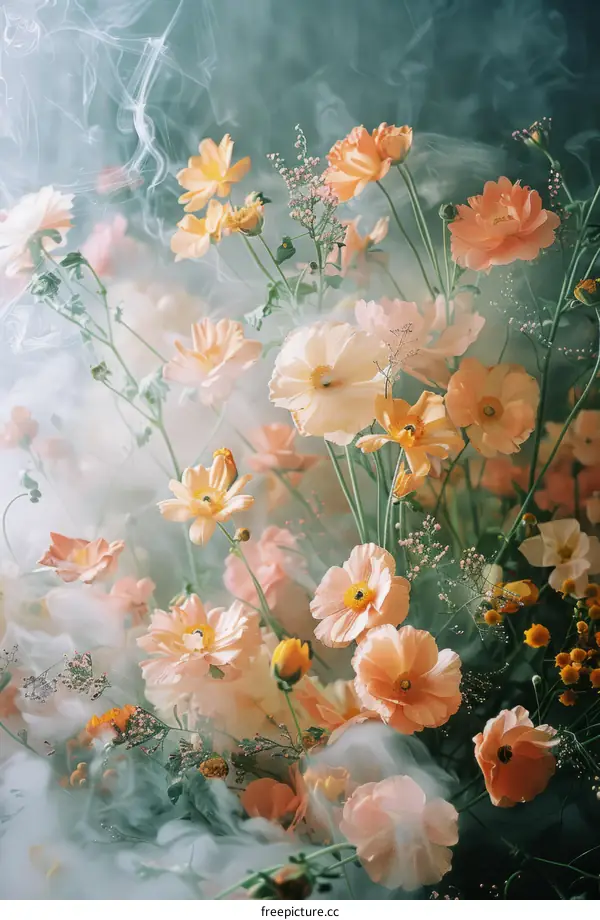 Ethereal Peach Ranunculus Flowers in a Dreamy Glow