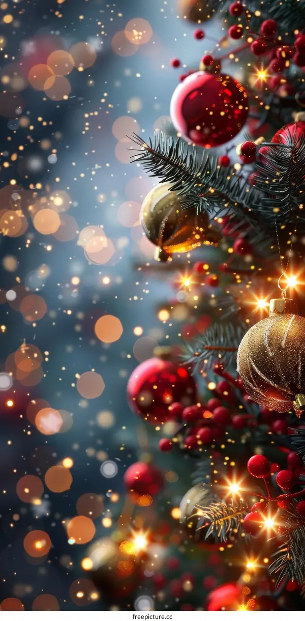 Christmas Tree with Red and Gold Decorations