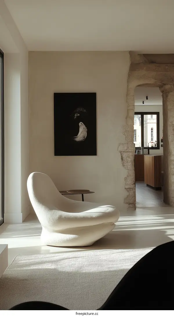 Modern Minimalist Living Room Design with Abstract Art