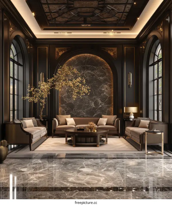 Luxury Dark Living Room Interior Design