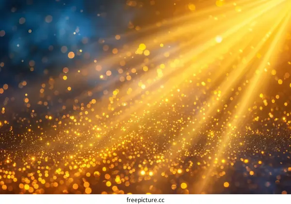 Golden glitter sparkles with a spotlight