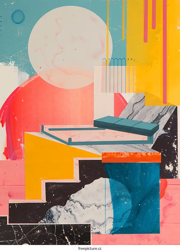 Abstract Art with Geometric Shapes and Vibrant Colors