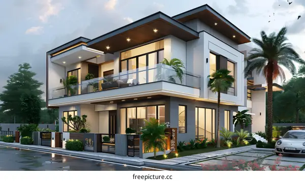 The exterior design effect picture of a modern house