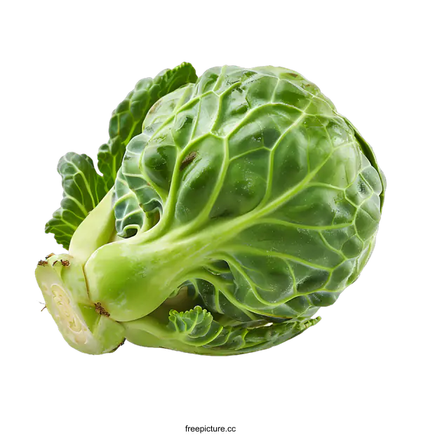 [Transparent Background PNG]Fresh Green Brussels Sprout Isolated on White Background