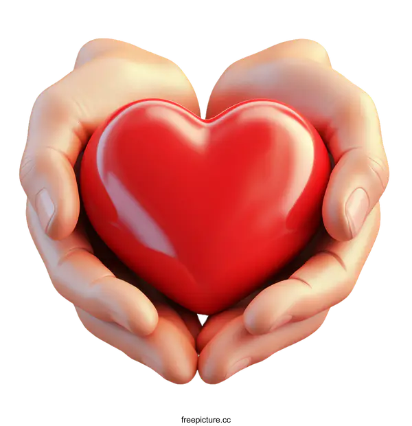 [Transparent Background PNG]Carefully Held Heart Illustration