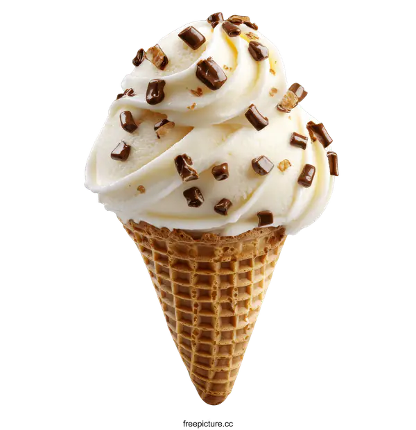 [Transparent Background PNG]Delicious Vanilla Ice Cream Cone with Chocolate Sprinkles