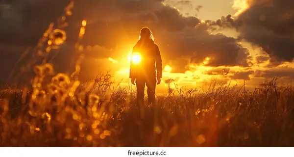 girl walking in the sunset