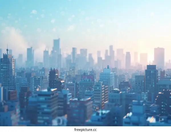 Cityscape with Focus on Downtown Buildings and Sky