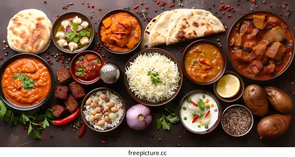 Variety of Indian Dishes for Dinner