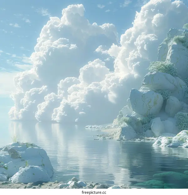 Dreamlike Fantasy Landscape with Floating Rocks