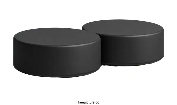 [Transparent Background PNG]Two Black Hockey Pucks Isolated on White Background