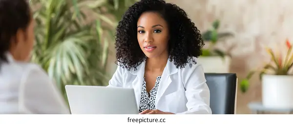 African American Doctor Talking to Patient While Using a Laptop