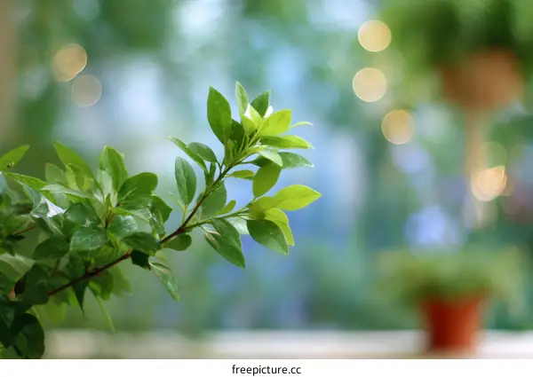 Fresh Green Leaves in a Bokeh Background