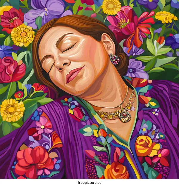 Woman Sleeping In A Field Of Flowers