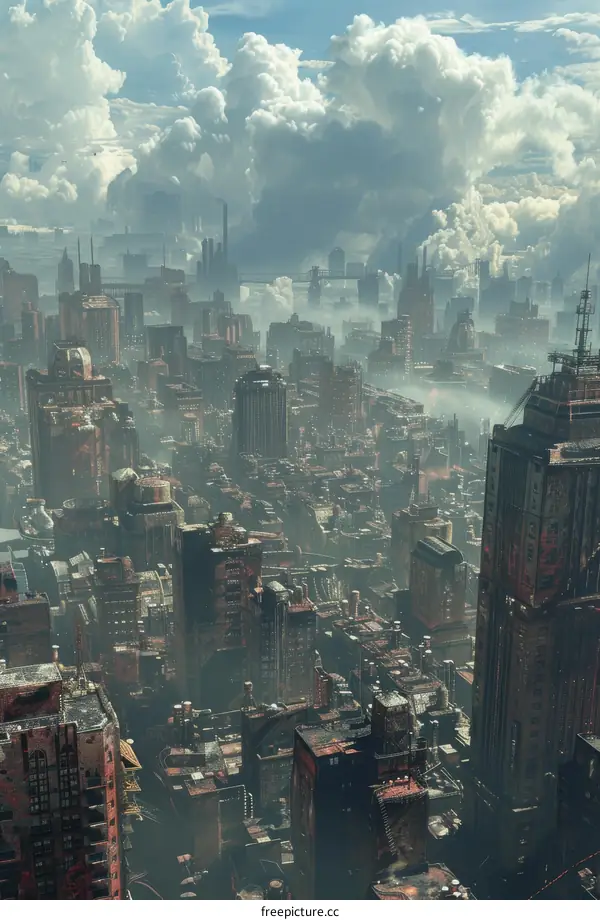 Post-apocalyptic Futuristic Cityscape Illustration