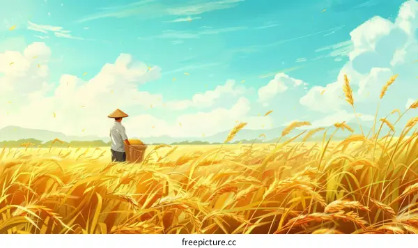 Farmer in a Golden Wheat Field