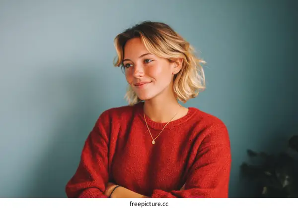 Portrait of a Woman in a Red Sweater