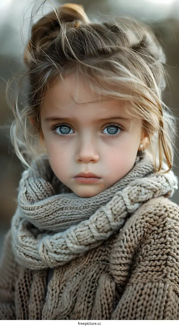 portrait of a cute little girl with blue eyes
