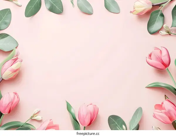 Pink Tulip Flowers on a Pink Background