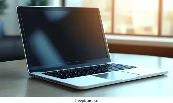 Modern Laptop on Wooden Table