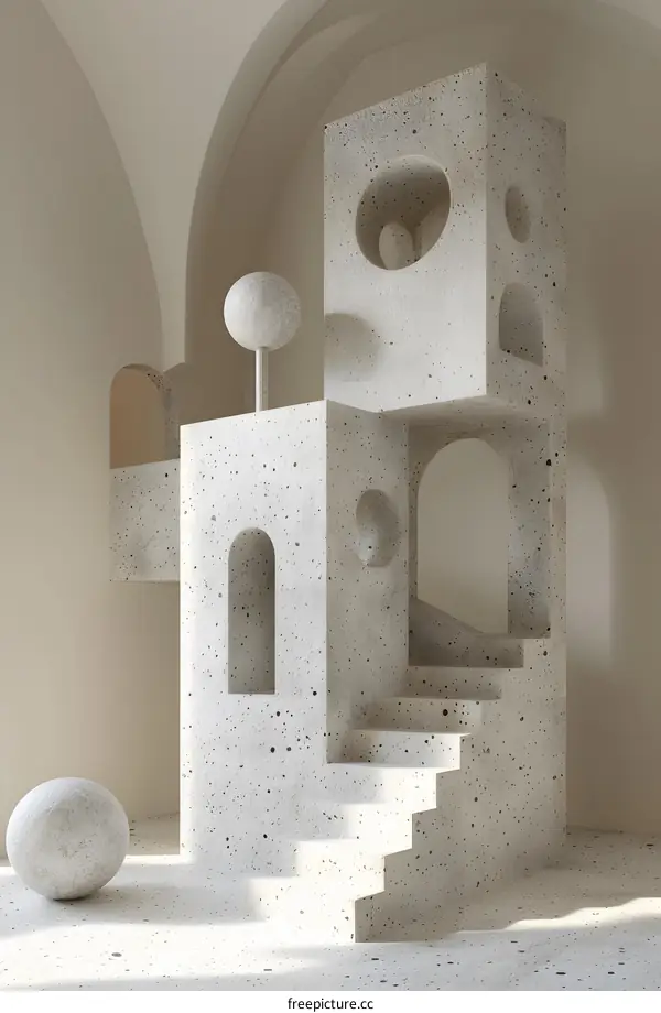 Abstract Architecture with Circular and Arched Openings