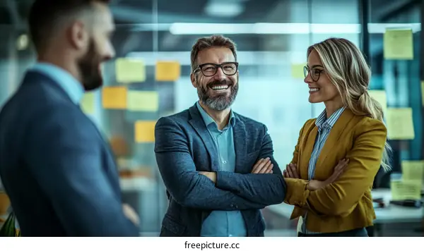 Business Colleagues in Discussion in Modern Office