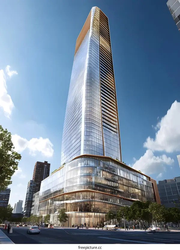 Modern Glass Skyscraper Architecture Design Illustration